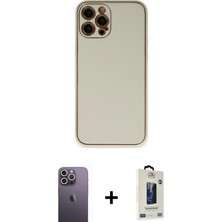 BUTİMAR'S iPhone 12 Pro Max Yadigar Klasik - Siyah Bilvis Hayalet Cam Ekran Koruyucu + Beyaz Neon Fosforlu Kamera Lens