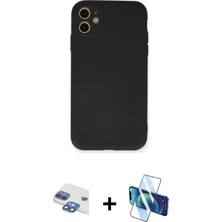 BUTİMAR'S iPhone 11 Ahenk Serisi - Siyah 3D Antistatik Seramik Nano Ekran Koruyucu + Gökkuşağı Pers Alüminyum Kamera Lens