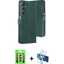 BUTİMAR'S Galaxy A24 4g Siluet Işık Serisi - Siyah 3D Antistatik Cam Ekran Koruyucu + Gümüş Raze Metal Kamera Lens