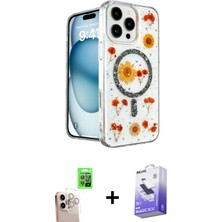 BUTİMAR'S iPhone 16 Pro Max Kozmos Doku - Siyah Bilvis 5in1 5d Magic Hayalet Cam Ekran Koruyucu + Natural Grey Raze Metal Kamera Lens