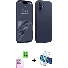BUTİMAR'S iPhone 16 Plus Kozmos Yansıma Özel Seri - Siyah 3D Antistatik Seramik Nano Ekran Koruyucu + Pembe Raze Metal Kamera Lens