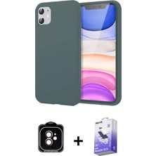 BUTİMAR'S iPhone 11 Kozmos Yansıma Özel Seri - Siyah Bilvis 5in1 5d Magic Hayalet Cam Ekran Koruyucu + Turuncu Pvd Metal Kamera Lens