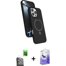 BUTİMAR'S iPhone 16 Pro Max Iz Işık Koleksiyonu - Siyah Bilvis 5in1 5d Magic Hayalet Cam Ekran Koruyucu + Siyah Raze Metal Kamera Lens
