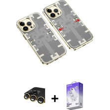 BUTİMAR'S iPhone 14 Pro Max Ufuk Doku Prime - Siyah Bilvis 5in1 3D Magic Cam Ekran Koruyucu + Gold Raze Metal Kamera Lens