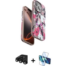 BUTİMAR'S iPhone 15 Pro Siluet Doku - Siyah 3D Antistatik Seramik Nano Ekran Koruyucu + Siyah Raze Metal Kamera Lens