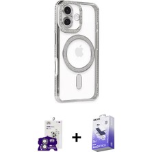 BUTİMAR'S iPhone 16 Zirve Doku Prime - Siyah Bilvis 5in1 5d Magic Hayalet Cam Ekran Koruyucu + Gümüş Bilvis Titan Kamera Lens