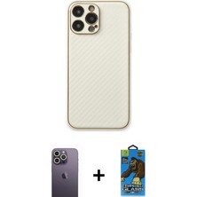 BUTİMAR'S iPhone 13 Pro Max Ahenk Işık - Siyah 18D Cam Ekran Koruyucu + Beyaz Neon Fosforlu Kamera Lens