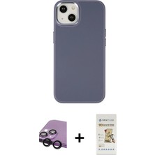 BUTİMAR'S iPhone 14 Plus Çekirdek Çizgi - Siyah Mat Seramik Nano Ekran Koruyucu + Siyah Raze Metal Kamera Lens