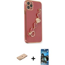 BUTİMAR'S iPhone 11 Pro Max Nova Işık Prime - Siyah 34D Izgaralı Cam + Turuncu Renkli Kamera Lens Koruma Cam