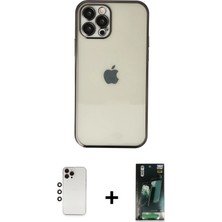 BUTİMAR'S iPhone 12 Pro Max Vadi Minimal - Siyah 360 Mat Full Body Arka Koruyucu + Gökkuşağı Shine Kamera Lens
