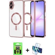 BUTİMAR'S Galaxy A07 4g Nova Işık Özel Seri - Siyah 3D Antistatik Cam Ekran Koruyucu + Gümüş Raze Metal Kamera Lens