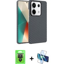 BUTİMAR'S Redmi Note 13 Pro 4g Doruk Serisi - Siyah 3D Antistatik Seramik Nano Ekran Koruyucu + Siyah Raze Metal Kamera Lens