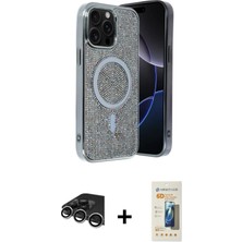 BUTİMAR'S iPhone 14 Pro Max Eksen Çizgi - Siyah 6d Mat Seramik Hayalet Nano Ekran Koruyucu + Gümüş Raze Metal Kamera Lens