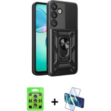 BUTİMAR'S Galaxy S25 Plus Ahenk Klasik - Siyah 3D Antistatik Cam Ekran Koruyucu + Lacivert-Mavi Raze Metal Kamera Lens