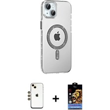 BUTİMAR'S iPhone 14 Yörünge Koleksiyonu - Siyah Buffer Hayalet Cam Ekran Koruyucu + Gold Shine Kamera Lens