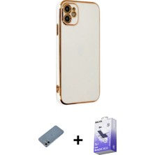 BUTİMAR'S iPhone 12 Yankı Serisi - Siyah Bilvis 5in1 5d Magic Hayalet Cam Ekran Koruyucu + Sierra Blue Shine Kamera Lens Koruma Cam