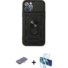 BUTİMAR'S iPhone 12 Pro Ahenk Klasik - Siyah 3D Antistatik Seramik Nano Ekran Koruyucu + Turuncu Renkli Kamera Lens Koruma Cam