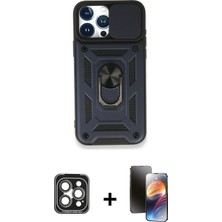 BUTİMAR'S iPhone 15 Pro Max Ahenk Klasik - Siyah 3D Antistatik Mat Seramik Nano Ekran Koruyucu + Gri Pvd Metal Kamera Lens