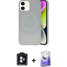BUTİMAR'S iPhone 11 Ufuk Serisi - Siyah Bilvis 5in1 5d Magic Hayalet Cam Ekran Koruyucu + Mavi Pvd Metal Kamera Lens