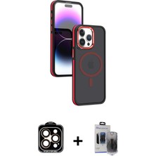 BUTİMAR'S iPhone 15 Pro Max Yörünge Klasik - Siyah Vanessa Magic Hayalet Cam + Turuncu Pvd Metal Kamera Lens