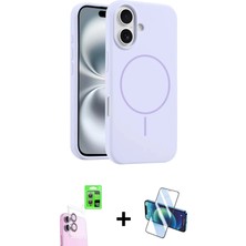 BUTİMAR'S iPhone 16 Plus Yankı Form Serisi - Siyah 3D Antistatik Cam Ekran Koruyucu + Pembe Raze Metal Kamera Lens