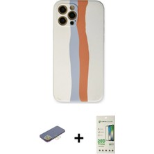 BUTİMAR'S iPhone 12 Pro Max Yadigar Çizgi - Siyah 20D Premium Cam Ekran Koruyucu + Sarı Renkli Kamera Lens Koruma Cam