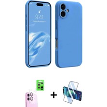 BUTİMAR'S iPhone 16 Plus Kozmos Yansıma Özel Seri - Siyah 3D Antistatik Seramik Nano Ekran Koruyucu + Pembe Raze Metal Kamera Lens