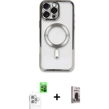 BUTİMAR'S iPhone 16 Pro Nova Işık Özel Seri - Siyah Bilvis Hayalet Cam Ekran Koruyucu + Beyaz Raze Metal Kamera Lens