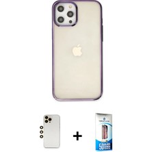 BUTİMAR'S iPhone 12 Pro Max Doruk Doku Prime - Siyah 5d Eko Cam Ekran Koruyucu + Gold Shine Kamera Lens