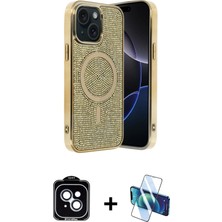 BUTİMAR'S iPhone 14 Eksen Çizgi - Siyah 3D Antistatik Cam Ekran Koruyucu + Mavi Pvd Metal Kamera Lens