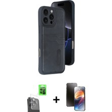 BUTİMAR'S iPhone 16 Pro Yörünge Işık Serisi - Siyah 3D Antistatik Mat Seramik Nano Ekran Koruyucu + Siyah Raze Metal Kamera Lens