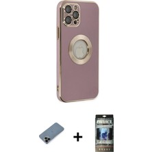 BUTİMAR'S iPhone 12 Pro Iz Form Serisi - Siyah 34D Hayalet Izgaralı Cam + Siyah Shine Kamera Lens Koruma Cam