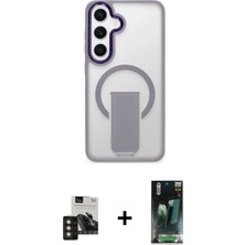 BUTİMAR'S Galaxy S24 Pusula Doku Koleksiyonu - Siyah 360 Mat Full Body Arka Koruyucu + Gold Pvd Metal Kamera Lens