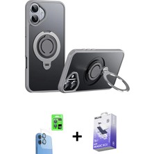 BUTİMAR'S iPhone 16 Zirve Çizgi Prime - Siyah Bilvis 5in1 5d Magic Hayalet Cam Ekran Koruyucu + Lacivert Raze Metal Kamera Lens