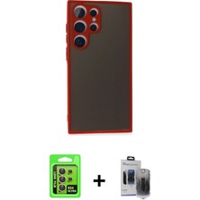 BUTİMAR'S Galaxy S24 Ultra Ahenk Çizgi Serisi - Siyah Vanessa Magic Hayalet Cam + Sarı Raze Metal Kamera Lens