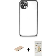 BUTİMAR'S iPhone 11 Pro Vadi Minimal - Siyah Mat Seramik Nano Ekran Koruyucu + Sarı Renkli Kamera Lens Koruma Cam