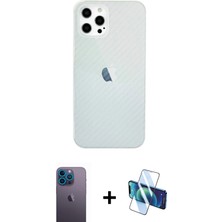 BUTİMAR'S iPhone 12 Pro Max Nova Çizgi - Siyah 3D Antistatik Cam Ekran Koruyucu + Mavi Neon Fosforlu Kamera Lens