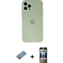 BUTİMAR'S iPhone 12 Pro Atlas Minimal Prime - Siyah 34D Hayalet Izgaralı Cam + Gökkuşağı Shine Kamera Lens Koruma Cam