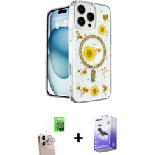 BUTİMAR'S iPhone 16 Pro Max Kozmos Doku - Siyah Bilvis 5in1 5d Magic Hayalet Cam Ekran Koruyucu + Natural Grey Raze Metal Kamera Lens