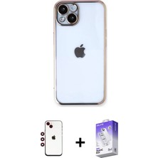 BUTİMAR'S iPhone 14 Vadi Minimal - Siyah Bilvis 5in1 3D Magic Cam Ekran Koruyucu + Kırmızı Shine Kamera Lens