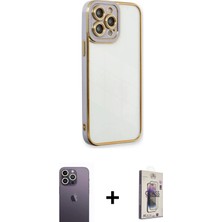 BUTİMAR'S iPhone 13 Pro Max Çekirdek Klasik Serisi - Siyah Bilvis 3D Cam Ekran Koruyucu + Beyaz Neon Fosforlu Kamera Lens