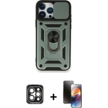 BUTİMAR'S iPhone 15 Pro Max Ahenk Klasik - Siyah 3D Antistatik Mat Seramik Nano Ekran Koruyucu + Gri Pvd Metal Kamera Lens