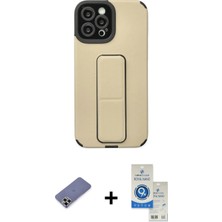 BUTİMAR'S iPhone 12 Pro Max Çekirdek Yansıma - Şeffaf Royal Nano Ekran Koruyucu + Gold Metal Kamera Lens Koruma Cam