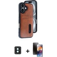 BUTİMAR'S iPhone 16 Yörünge Işık Serisi - Siyah 3D Antistatik Mat Seramik Nano Ekran Koruyucu + Yeşil Pvd Metal Kamera Lens