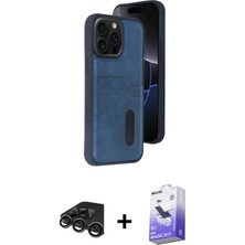 BUTİMAR'S iPhone 15 Pro Max Yörünge Işık Serisi - Siyah Bilvis 5in1 5d Magic Hayalet Cam Ekran Koruyucu + Titanyum Gri Raze Metal Kamera Lens