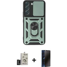 BUTİMAR'S Galaxy S24 Ahenk Klasik - Siyah 3D Antistatik Hayalet Cam Ekran Koruyucu + Derin Mor Bilvis Titan Kamera Lens