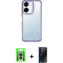 BUTİMAR'S Redmi 13C Nova Işık Serisi - Siyah 3D Antistatik Hayalet Cam Ekran Koruyucu + Siyah Raze Metal Kamera Lens