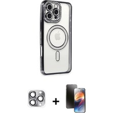 BUTİMAR'S iPhone 16 Pro Max Zirve Doku Prime - Siyah 3D Antistatik Mat Seramik Nano Ekran Koruyucu + Gri Pers Alüminyum Kamera Lens