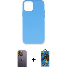 BUTİMAR'S iPhone 12 Pro Max Ahenk Serisi - Siyah 18D Cam Ekran Koruyucu + Sarı Neon Fosforlu Kamera Lens