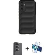 BUTİMAR'S Galaxy A16 5g Atlas Koleksiyonu - Siyah 3D Antistatik Seramik Nano Ekran Koruyucu + Siyah Raze Metal Kamera Lens